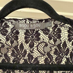 Stunning Black Lace Top by Bisou Bisou Michele Bohbot (L)